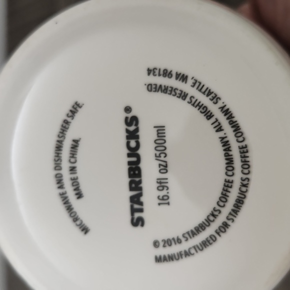 Bundle Lot of STARBUCKS COFFEE 16 & 14 oz Lrg Green Mermaid Logo White Mugs Cups - Picture 8 of 8